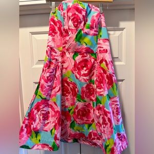 Lilly Pulitzer Floral Strapless Dress - Size 8